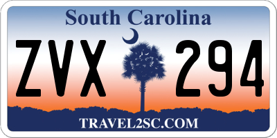 SC license plate ZVX294