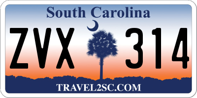 SC license plate ZVX314