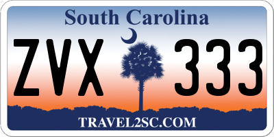 SC license plate ZVX333
