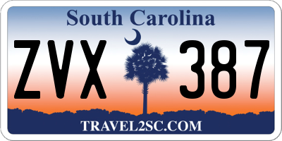 SC license plate ZVX387