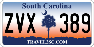 SC license plate ZVX389
