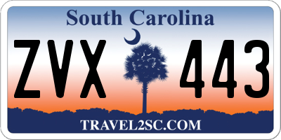 SC license plate ZVX443