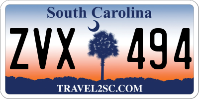 SC license plate ZVX494