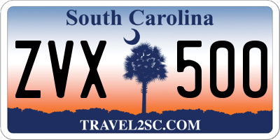 SC license plate ZVX500