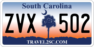 SC license plate ZVX502