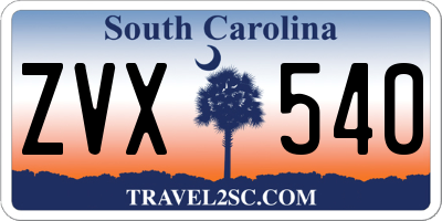 SC license plate ZVX540