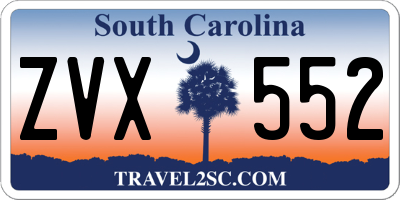 SC license plate ZVX552