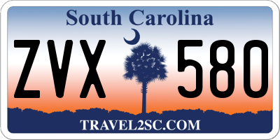 SC license plate ZVX580