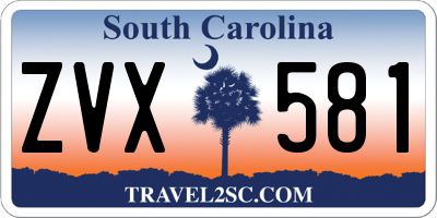 SC license plate ZVX581