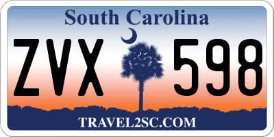 SC license plate ZVX598