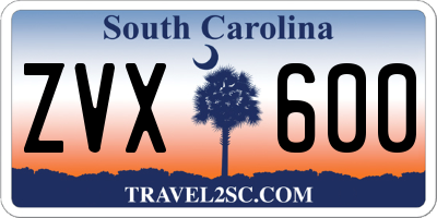 SC license plate ZVX600