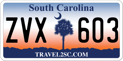SC license plate ZVX603