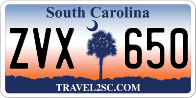 SC license plate ZVX650