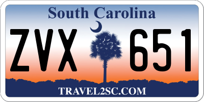 SC license plate ZVX651