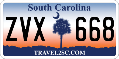SC license plate ZVX668