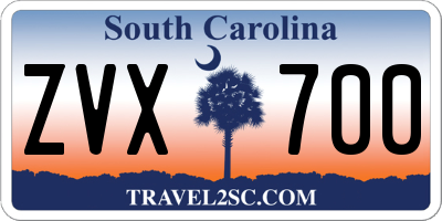 SC license plate ZVX700