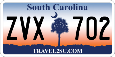 SC license plate ZVX702