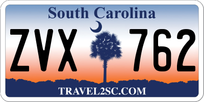 SC license plate ZVX762
