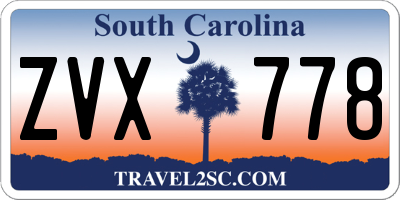 SC license plate ZVX778