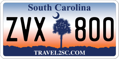 SC license plate ZVX800
