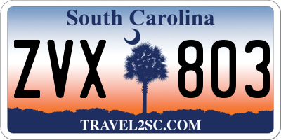 SC license plate ZVX803