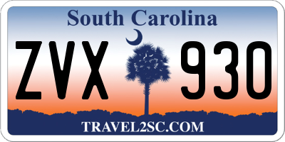 SC license plate ZVX930