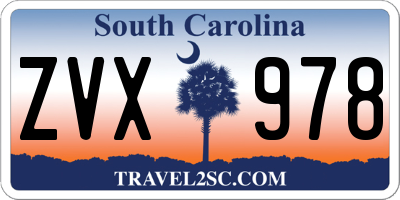 SC license plate ZVX978