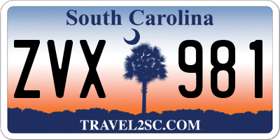 SC license plate ZVX981