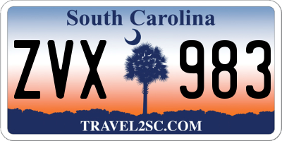 SC license plate ZVX983