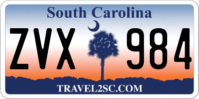 SC license plate ZVX984