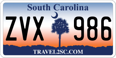 SC license plate ZVX986