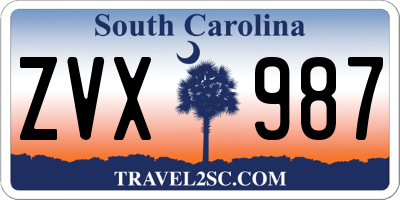 SC license plate ZVX987