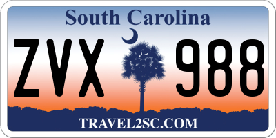 SC license plate ZVX988