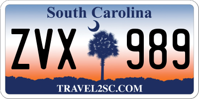 SC license plate ZVX989