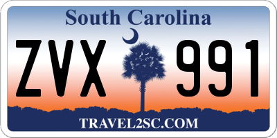 SC license plate ZVX991