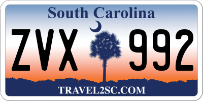 SC license plate ZVX992