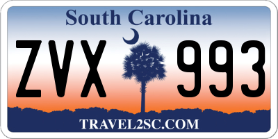SC license plate ZVX993