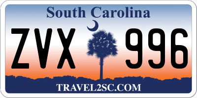 SC license plate ZVX996