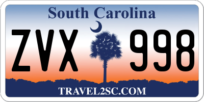 SC license plate ZVX998