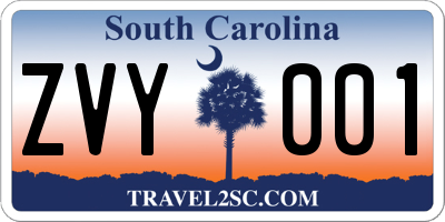 SC license plate ZVY001