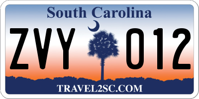 SC license plate ZVY012