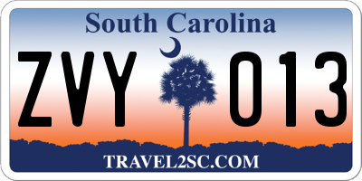 SC license plate ZVY013