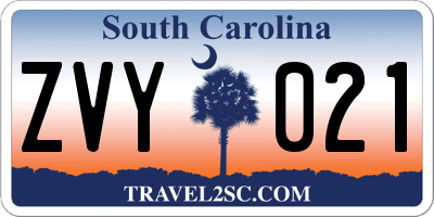 SC license plate ZVY021
