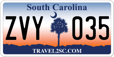 SC license plate ZVY035