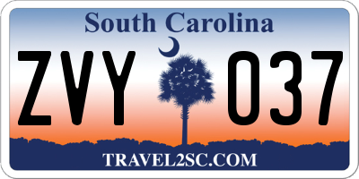 SC license plate ZVY037