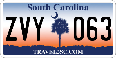 SC license plate ZVY063