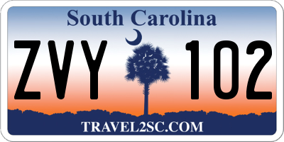 SC license plate ZVY102