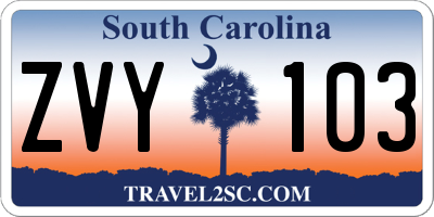 SC license plate ZVY103