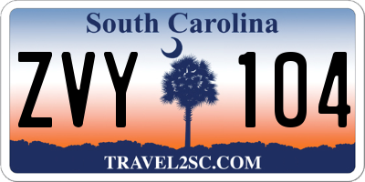 SC license plate ZVY104