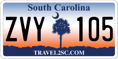 SC license plate ZVY105